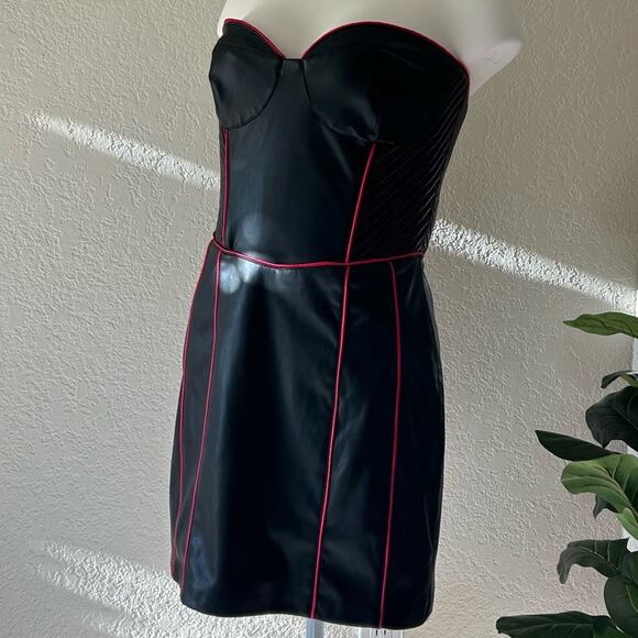 Zara faux leather sweet heart mini dress womens size large - Picture 3 of 10